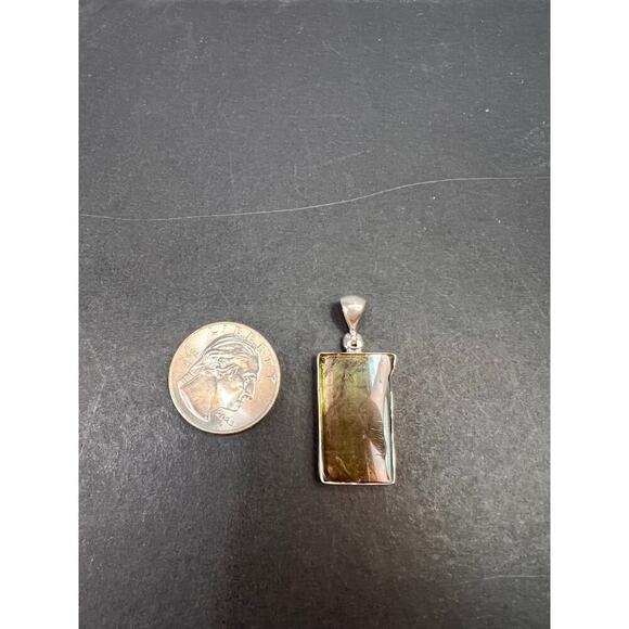 NEW Green watermelon tourmaline sterling silver pendant 4.97 grams - Picture 3 of 10
